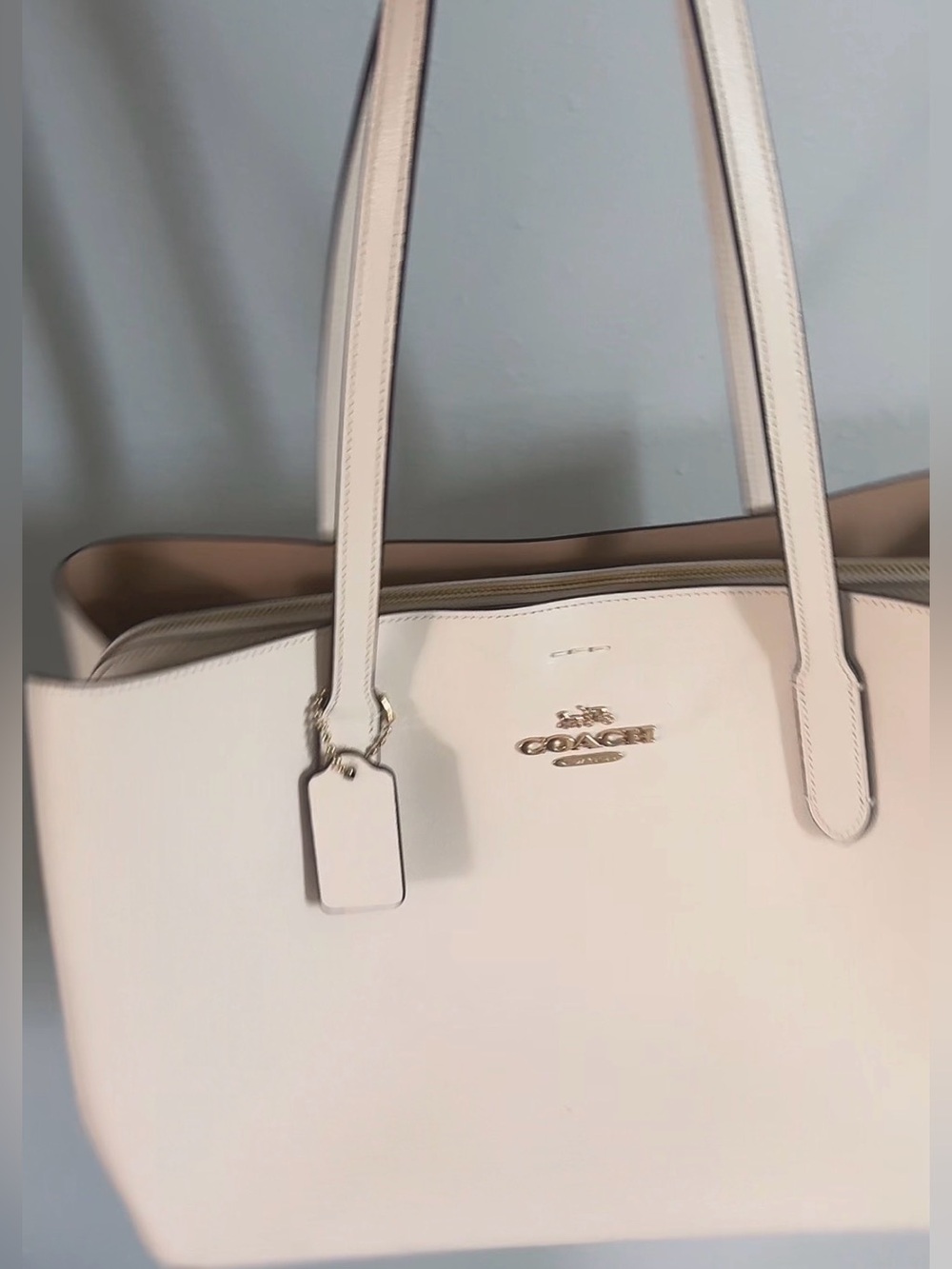 Coach Pale Pink Leather Tote with Gold Logo Hardware